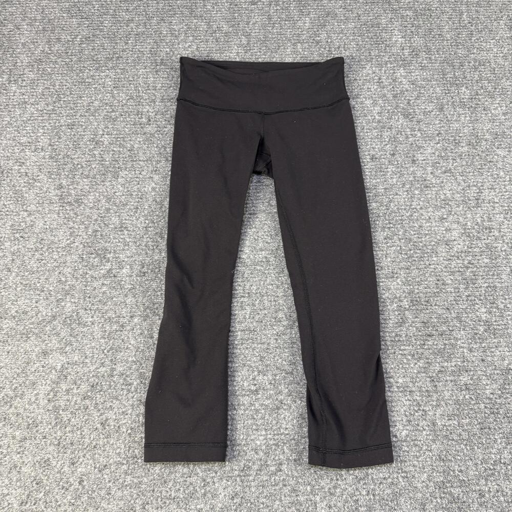 Lululemon Leggings Womens 4 Black Crop Yoga Pants High Rise Activewear Gym